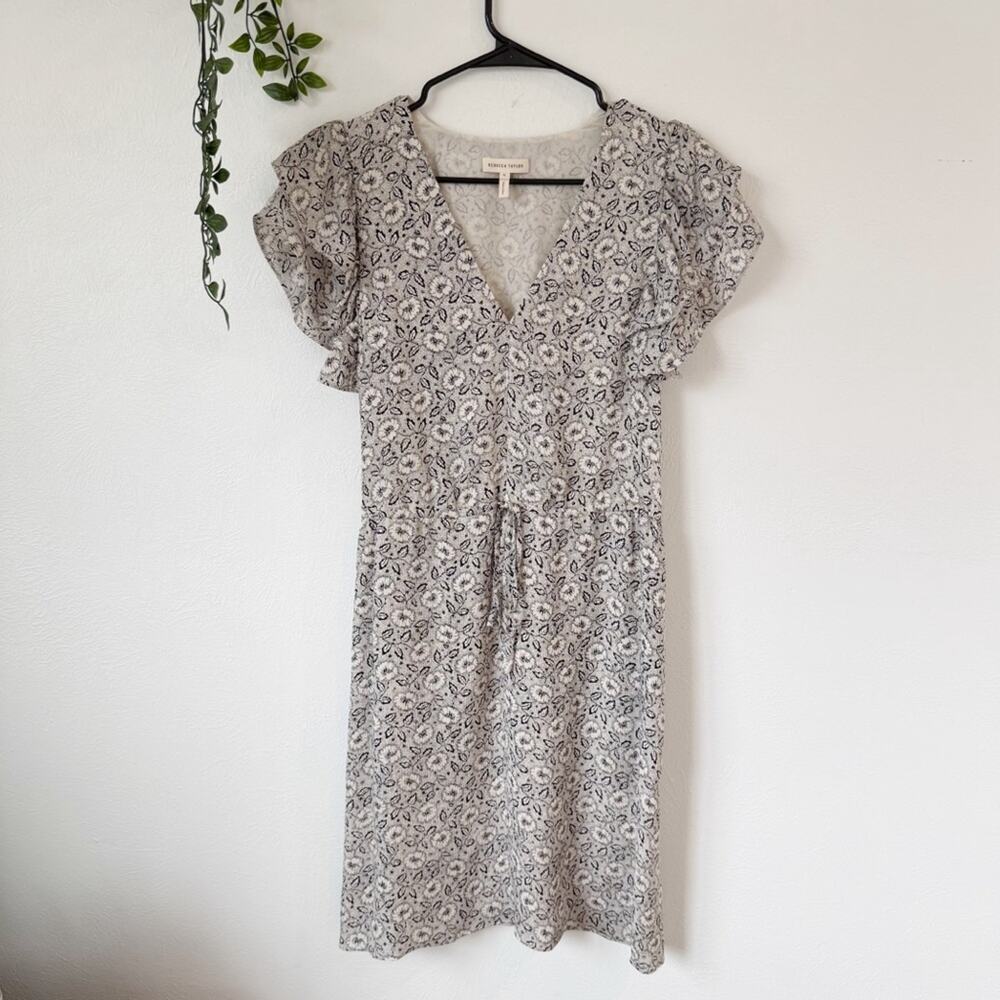 Rebecca Taylor Silk Sweet Briar Floral Flutter Sleeve Dress Sz 8 - Picture 2 of 9